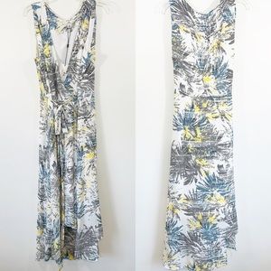 NWT Halston Yellow Palm Wrap Dress